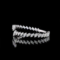 14K White Gold Marquise Cut Lab Diamond Bangle Bracelet with Inclined Prong Setting - 7.55 Carat Total Diamond Weight - Covaloro Fine Jewelry