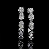 14K White Gold Marquise Cut Lab Diamond C-Hoop Earrings - 12.60 Total Carat Weight, Bezel Set, E-F Color VS Clarity - Covaloro Fine Jewelry