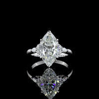 14K White Gold Marquise Cut Lab Diamond Cluster Ring with North-South Setting - 3.47 Carat Total Weight - Covaloro Fine Jewelry