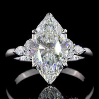 14K White Gold Marquise Cut Lab Diamond Cluster Ring with North-South Setting - 3.47 Carat Total Weight - Covaloro Fine Jewelry