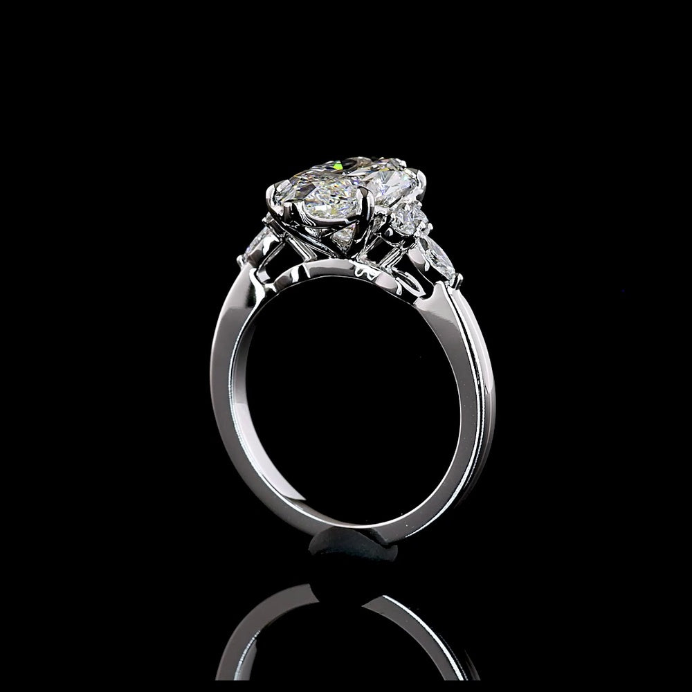 14K White Gold Marquise Cut Lab Diamond Cluster Ring with North-South Setting - 3.47 Carat Total Weight - Covaloro Fine Jewelry