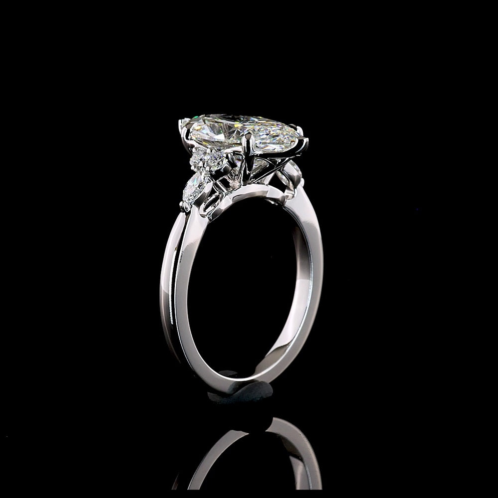 14K White Gold Marquise Cut Lab Diamond Cluster Ring with North-South Setting - 3.47 Carat Total Weight - Covaloro Fine Jewelry