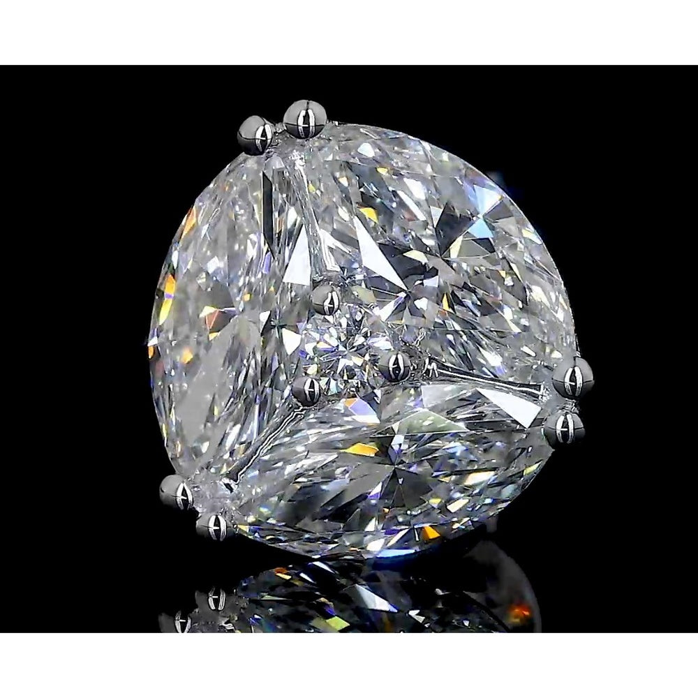 14K White Gold Marquise Cut Lab Diamond Cluster Stud Earrings with Brilliant Accents - 5.14 Carats Total Diamond Weight - Covaloro Fine Jewelry