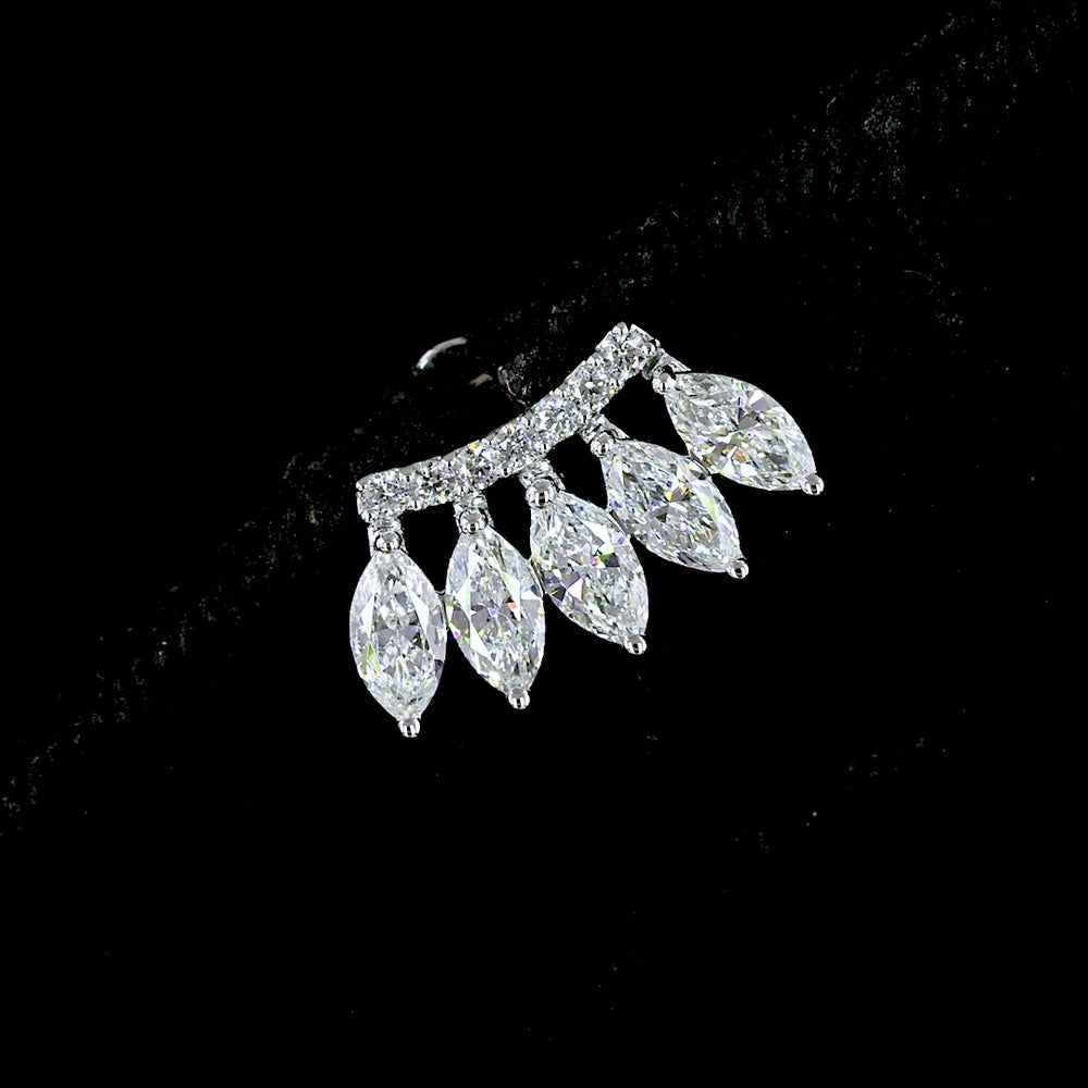 14K White Gold Marquise Cut Lab Diamond Crawler Earrings - 1.32 Carat Total Weight with E-F VS Clarity - Covaloro Fine Jewelry