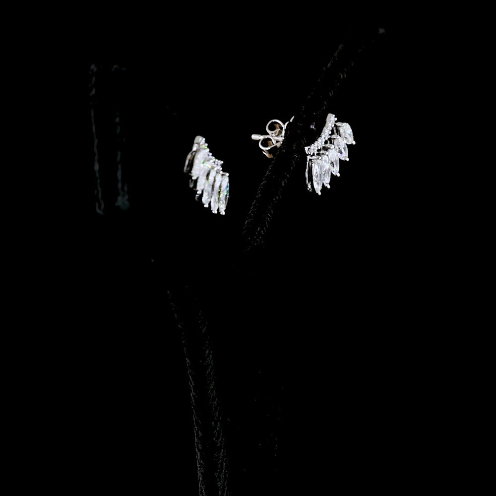 14K White Gold Marquise Cut Lab Diamond Crawler Earrings - 1.32 Carat Total Weight with E-F VS Clarity - Covaloro Fine Jewelry