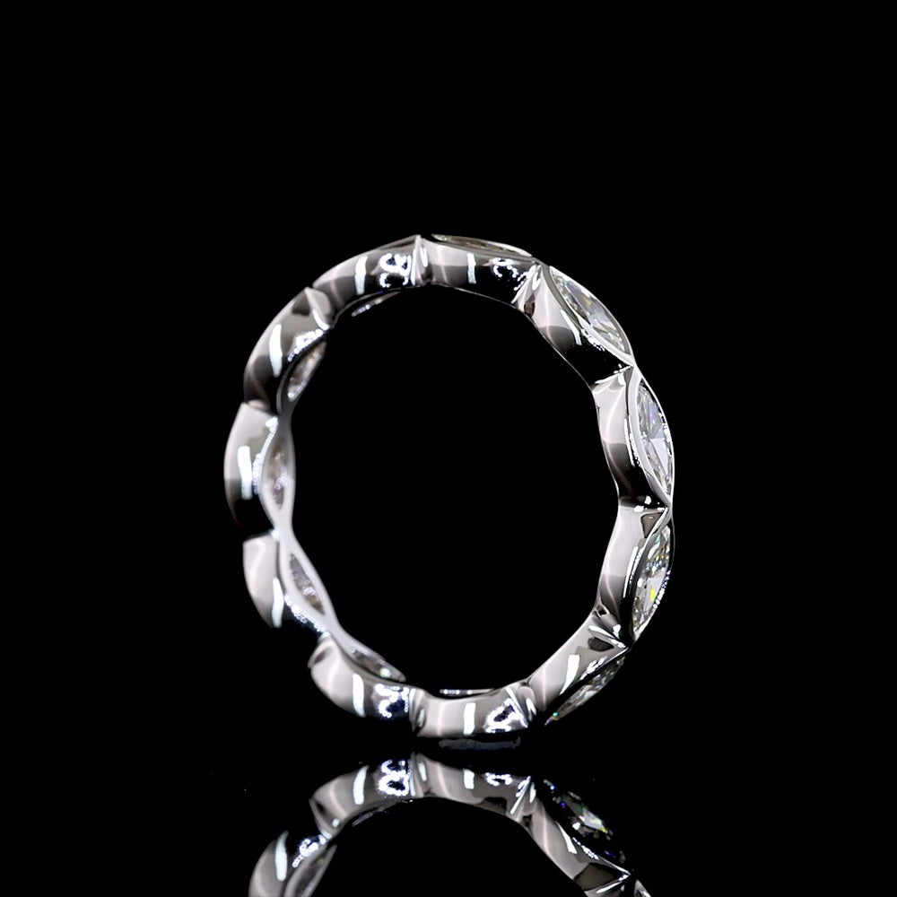 14K White Gold Marquise Cut Lab Diamond Eternity Band with East-West Bezel Setting - 1.13 Carat Total Diamond Weight - Covaloro Fine Jewelry