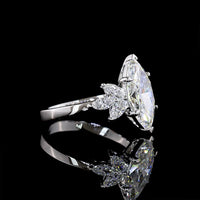 14K White Gold Marquise Cut Lab Diamond Floral Side-Stone Ring - 3.03 Carats Center Stone, 3.56 Carats Total Diamond Weight, IGI Certified E-F VS1 - Covaloro Fine Jewelry