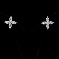 14K White Gold Marquise Cut Lab Diamond Floral Stud Earrings - 2.19 Carat Total Weight, E-F Color VS1 Clarity, Prong Set with Inclined Orientation - Covaloro Fine Jewelry