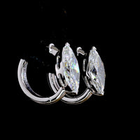 14K White Gold Marquise Cut Lab Diamond Huggie Earrings - 3.06 Carat Total Weight (E-F Color, VS1 Clarity) - Covaloro Fine Jewelry