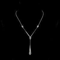 14K White Gold Marquise Cut Lab Diamond Lariat Necklace with Bezel Settings - 3.18 Carat Total Diamond Weight - Covaloro Fine Jewelry