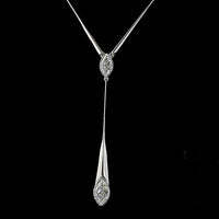 14K White Gold Marquise Cut Lab Diamond Lariat Necklace with Bezel Settings - 3.18 Carat Total Diamond Weight - Covaloro Fine Jewelry