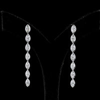 14K White Gold Marquise Cut Lab Diamond Linear Drop Earrings with Bezel Setting - 3.51 Total Carat Weight - Covaloro Fine Jewelry