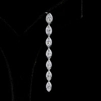 14K White Gold Marquise Cut Lab Diamond Linear Drop Earrings with Bezel Setting - 3.51 Total Carat Weight - Covaloro Fine Jewelry