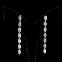 14K White Gold Marquise Cut Lab Diamond Linear Drop Earrings with Bezel Setting - 3.51 Total Carat Weight - Covaloro Fine Jewelry
