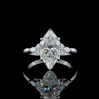 14K White Gold Marquise Cut Lab Diamond Ring with Side Stones - E VVS2 2.72 Carat Total Weight - Covaloro Fine Jewelry