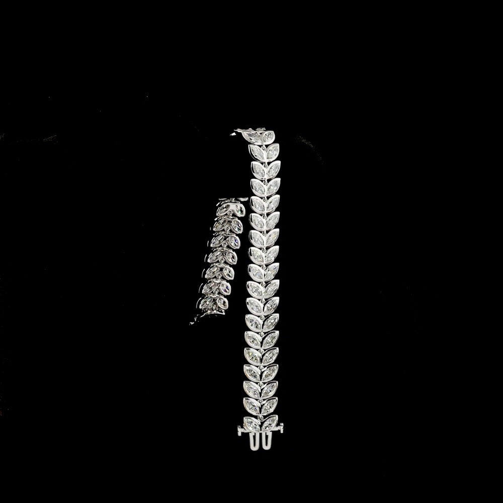 14K White Gold Marquise Cut Lab Diamond Tennis Bracelet - 11.19 Total Carat Weight with Bezel Setting and E-F VVS2 Clarity - Covaloro Fine Jewelry