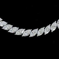 14K White Gold Marquise Cut Lab Diamond Tennis Necklace - 21.42 Carats Total Diamond Weight, E-F Color VS2 Clarity, 108 Stones - Covaloro Fine Jewelry