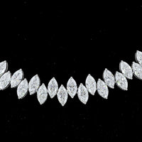 14K White Gold Marquise Cut Lab Diamond Tennis Necklace - 24.70 Carat Total Weight, 148 Stones, E-F VS Clarity - Covaloro Fine Jewelry