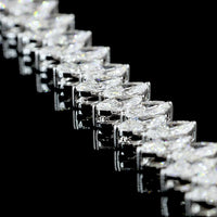 14K White Gold Marquise Cut Lab Diamond Tennis Necklace - 24.70 Carat Total Weight, 148 Stones, E-F VS Clarity - Covaloro Fine Jewelry
