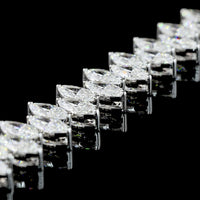 14K White Gold Marquise Cut Lab Diamond Tennis Necklace - 24.70 Carat Total Weight, 148 Stones, E-F VS Clarity - Covaloro Fine Jewelry