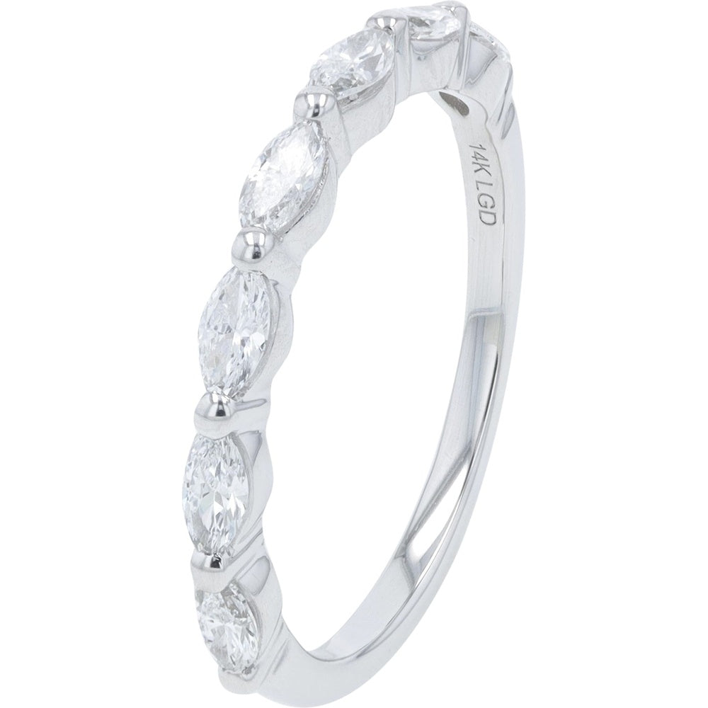 14K White Gold Marquise-Cut Lab Grown Diamond Band - 0.50 Carat Total Diamond Weight