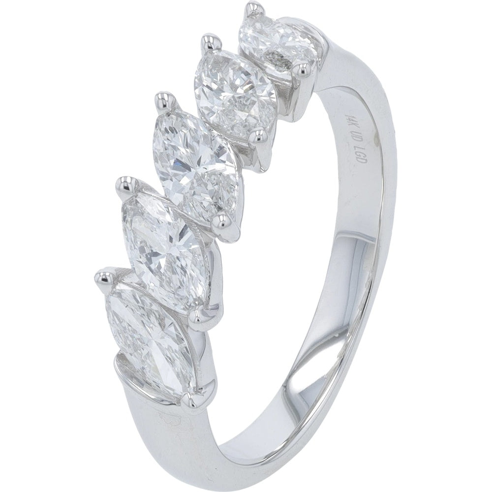 14K White Gold Marquise-Cut Lab Grown Diamond Band - 1.00 Carat Total Diamond Weight