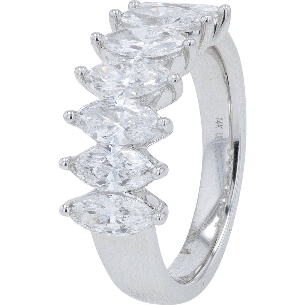 14K White Gold Marquise Cut Lab Grown Diamond Band Ring - 1.75 Carat Total Diamond Weight