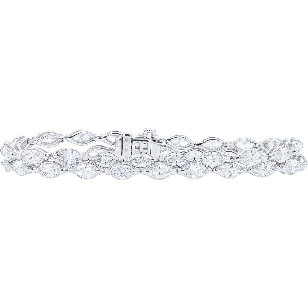 14K White Gold Marquise-Cut Lab Grown Diamond Bracelet - 10.75 Carat Total Diamond Weight