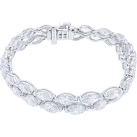 14K White Gold Marquise-Cut Lab Grown Diamond Bracelet - 10.75 Carat Total Diamond Weight