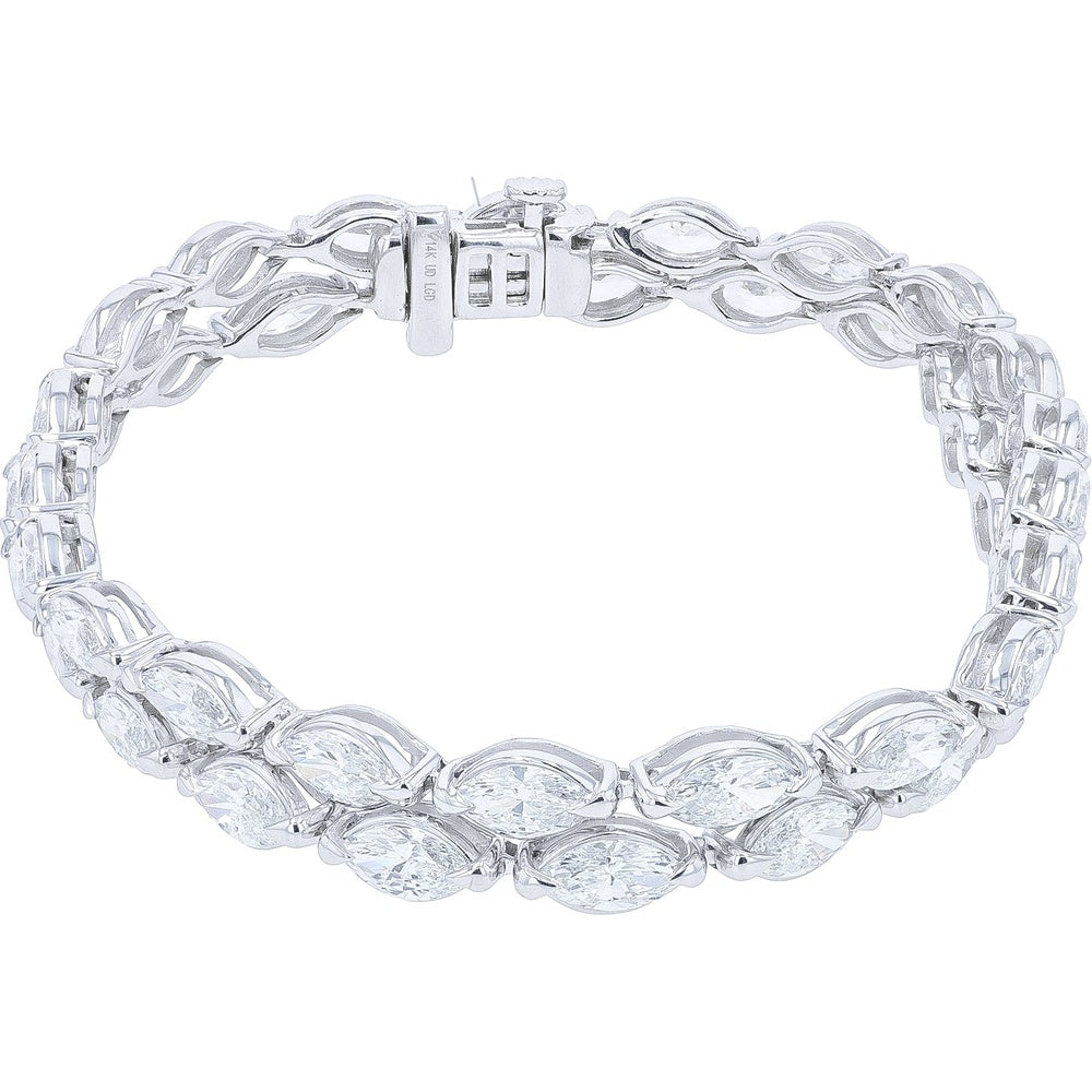 14K White Gold Marquise-Cut Lab Grown Diamond Bracelet - 10.75 Carat Total Diamond Weight