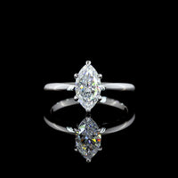 14K White Gold Marquise Cut Solitaire Ring with 1.03 Carat D VVS2 Lab Grown Diamond - IGI Certified North-South Prong Setting - Covaloro Fine Jewelry