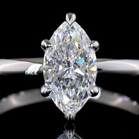 14K White Gold Marquise Cut Solitaire Ring with 1.03 Carat D VVS2 Lab Grown Diamond - IGI Certified North-South Prong Setting - Covaloro Fine Jewelry