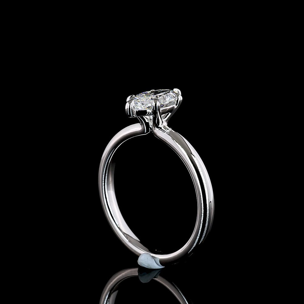 14K White Gold Marquise Cut Solitaire Ring with 1.03 Carat D VVS2 Lab Grown Diamond - IGI Certified North-South Prong Setting - Covaloro Fine Jewelry