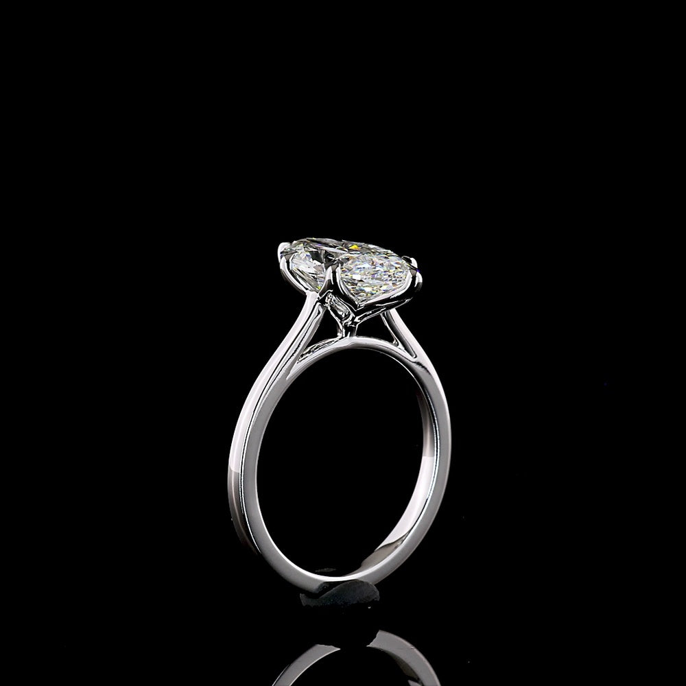 14K White Gold Marquise Cut Solitaire Ring with 3.10 Carat Lab Grown Diamond - E-F Color, VVS2 Clarity, IGI Certified - Covaloro Fine Jewelry
