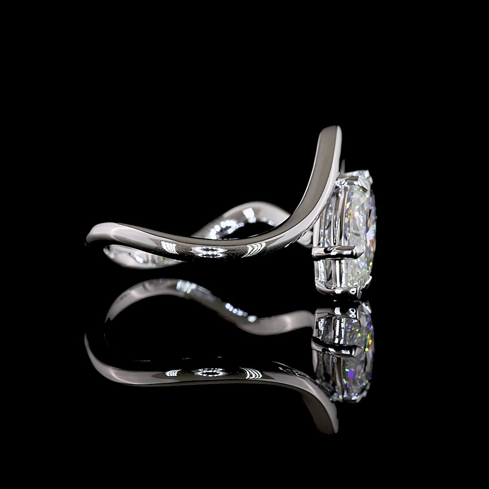 14K White Gold Marquise Cut Solitaire Ring with Inclined Prong Setting - 1.58 Carat Total Diamond Weight - Covaloro Fine Jewelry