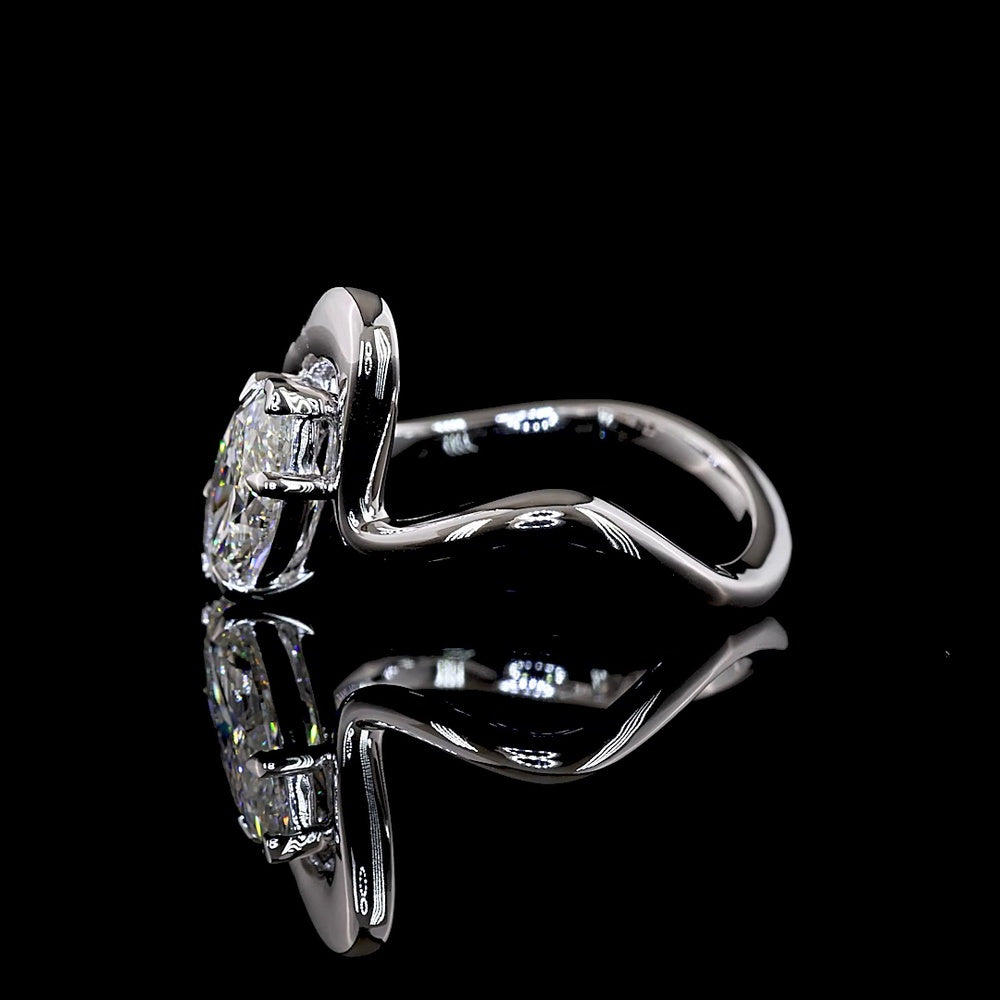 14K White Gold Marquise Cut Solitaire Ring with Inclined Prong Setting - 1.58 Carat Total Diamond Weight - Covaloro Fine Jewelry