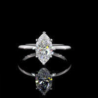 14K White Gold Marquise Cut Solitaire Ring with Lab-Grown D VVS2 Diamond - 1.53 Carat Total Diamond Weight, IGI Certified - Covaloro Fine Jewelry