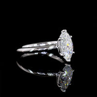 14K White Gold Marquise Cut Solitaire Ring with Lab-Grown D VVS2 Diamond - 1.53 Carat Total Diamond Weight, IGI Certified - Covaloro Fine Jewelry
