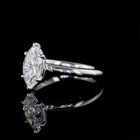 14K White Gold Marquise Cut Solitaire Ring with Lab-Grown D VVS2 Diamond - 1.53 Carat Total Diamond Weight, IGI Certified - Covaloro Fine Jewelry