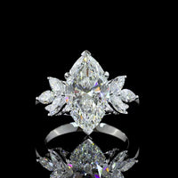 14K White Gold Marquise Cut Special Ring with F VVS2 Center Lab Diamond and Six Marquise Accents - 4.91 Carat Total Diamond Weight - Covaloro Fine Jewelry