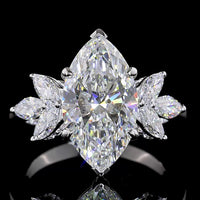 14K White Gold Marquise Cut Special Ring with F VVS2 Center Lab Diamond and Six Marquise Accents - 4.91 Carat Total Diamond Weight - Covaloro Fine Jewelry