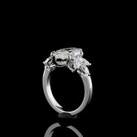 14K White Gold Marquise Cut Special Ring with F VVS2 Center Lab Diamond and Six Marquise Accents - 4.91 Carat Total Diamond Weight - Covaloro Fine Jewelry