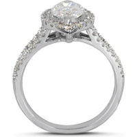 14K White Gold Marquise Cut Split Shank Halo Ring with 1.41 Carat Total Weight Lab Grown Diamonds (GIA Certified D VVS2 Center) - Covaloro Fine Jewelry