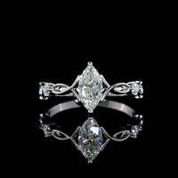 14K White Gold Marquise Cut Three Stone Ring with Lab Grown Diamonds - 0.60 Carats Total Diamond Weight - Covaloro Fine Jewelry
