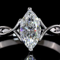 14K White Gold Marquise Cut Three Stone Ring with Lab Grown Diamonds - 0.60 Carats Total Diamond Weight - Covaloro Fine Jewelry
