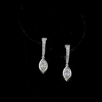 14K White Gold Marquise Drop Earrings with Bezel Set Lab Diamonds - 1.97 Carat Total Diamond Weight - Covaloro Fine Jewelry