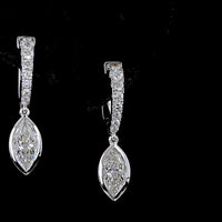 14K White Gold Marquise Drop Earrings with Bezel Set Lab Diamonds - 1.97 Carat Total Diamond Weight - Covaloro Fine Jewelry