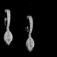 14K White Gold Marquise Drop Earrings with Bezel Set Lab Diamonds - 1.97 Carat Total Diamond Weight - Covaloro Fine Jewelry