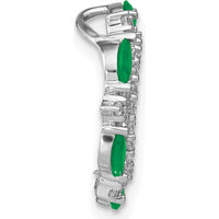 14K White Gold Marquise Emerald and Round Diamond Circle Pendant - 0.12 Carat Total Gem Weight by Lumare Gioia
