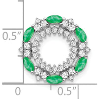 14K White Gold Marquise Emerald and Round Diamond Circle Pendant - 0.12 Carat Total Gem Weight by Lumare Gioia
